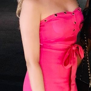 Pink dress, great for a night out, only worn once, bow tie removable